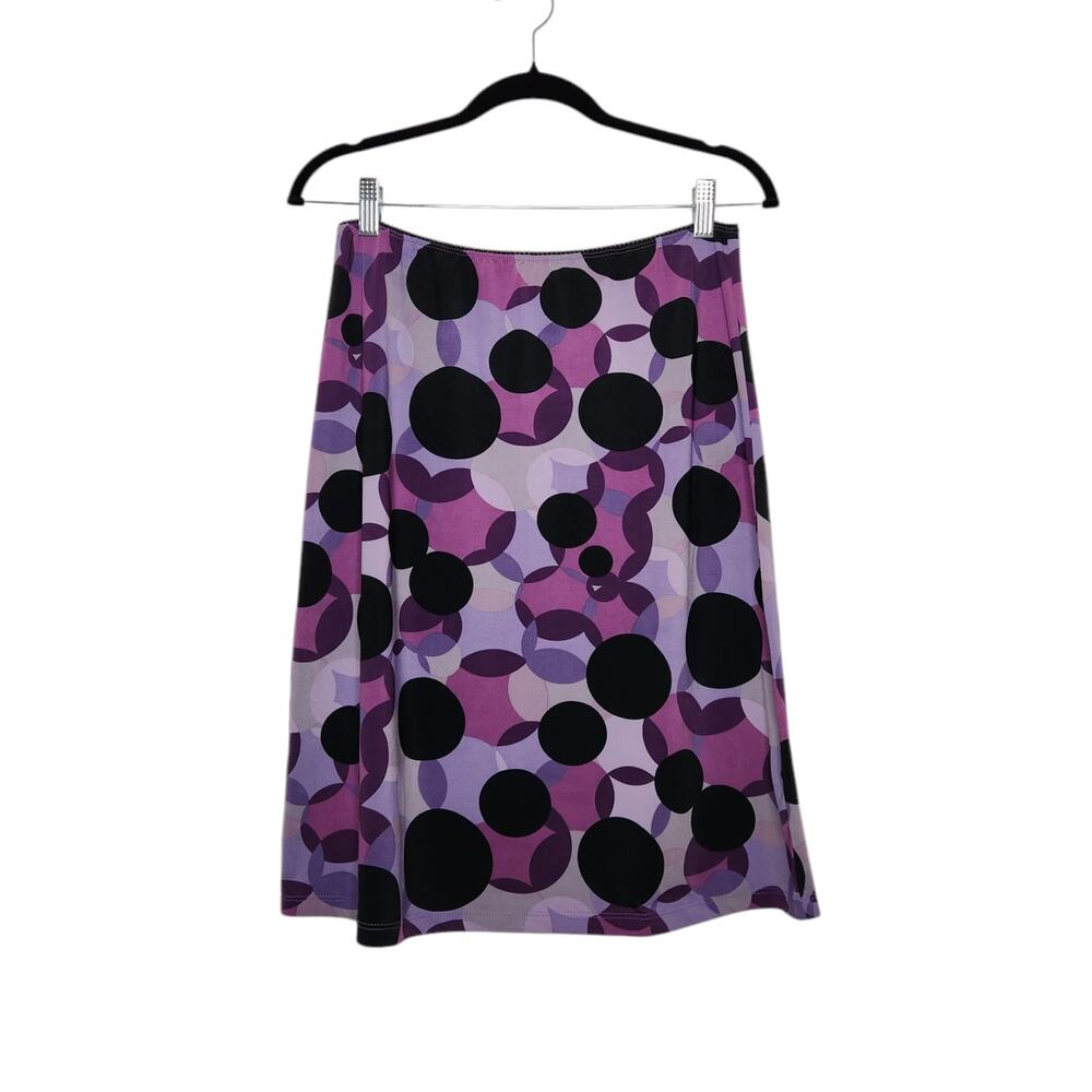 Vintage y2k Paris Blues Midi Polka Dots Shapes Geometric Skirt Stretch Large